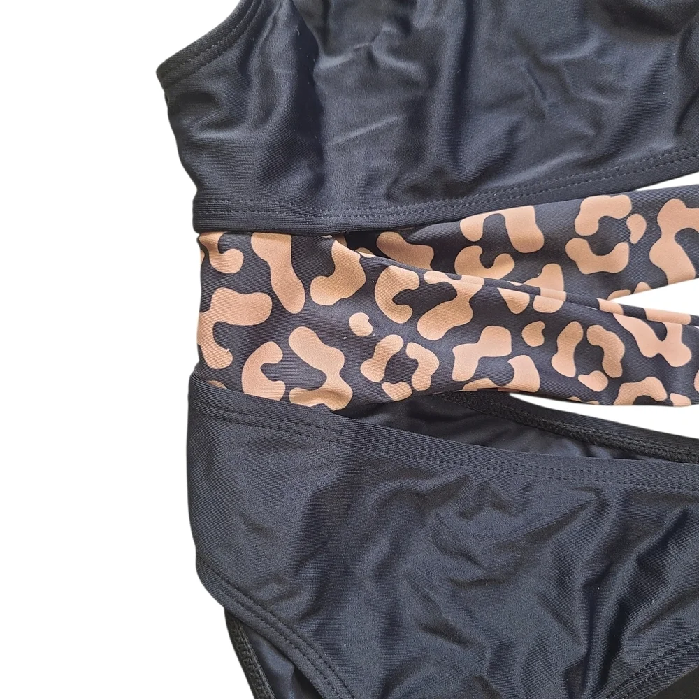 PatPat One Shoulder Cutout Swimsuit Leopard Girls 3-4Y One Piece